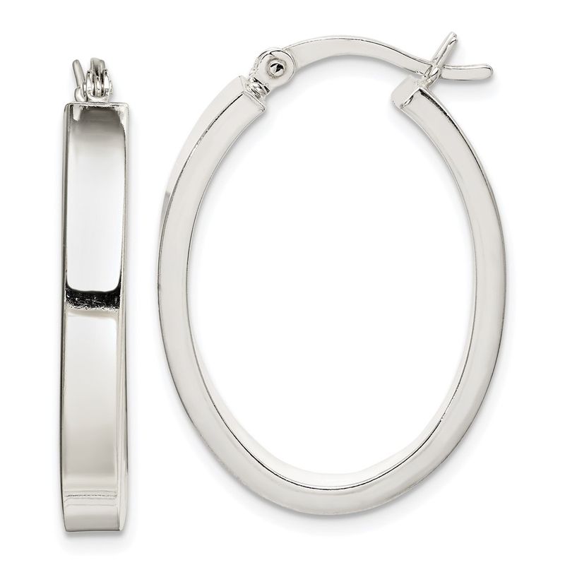 Kazi Luxury Sterling Silver Polished 4mm Oval Hoop Earrings